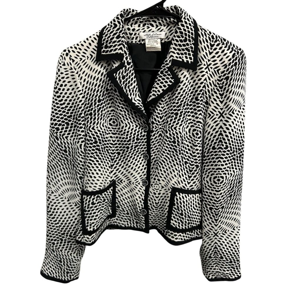 Roth LeCover Blazer Jacket Size 8 Geometric Pattern Button Up Pockets